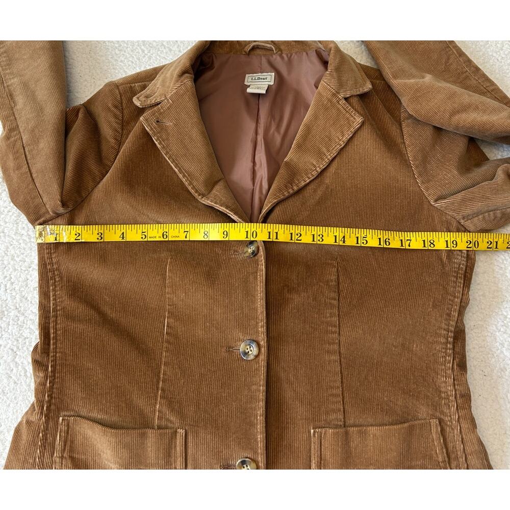 L.L. Bean Corduroy Jacket Women's Dark Tan 3 Button Pockets Blazer Size 10 Reg - Picture 6 of 9
